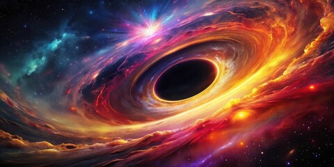 Wall Mural - cosmic event horizon a vibrant nebula surrounds a black hole's gravitational pull