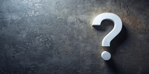 Poster - Elevated White Question Mark on Dark Textured Surface