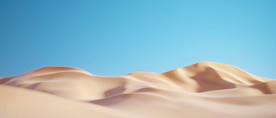 Poster - serene desert landscape with smooth sand dunes under clear blue sky