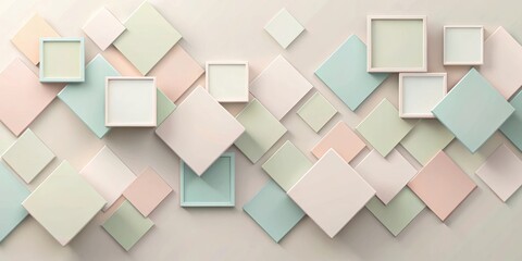 Aufkleber - Abstract pastel square and rectangular frame design composition