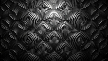 Leinwandbilder - Abstract Dark Gray Curvilinear Pattern with Geometric Shapes and Subtle Lighting Effects