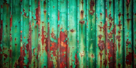 Aufkleber - Highly Textured Rusted Green Metal Sheet Background Featuring Flaking Paint and Corroded Surface