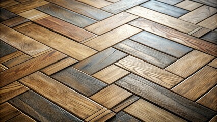 Aufkleber - Intricate Wooden Planks in a Diagonal Herringbone Pattern, Showing Rich Textures and Variations in Brown Hues