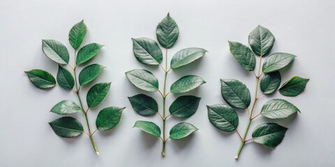 Aufkleber - Serene Green Sprigs Arranged Symmetrically on a Pale Background, Evoking a Sense of Tranquility and Natural Elegance