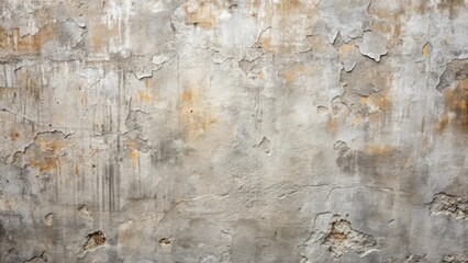 Poster - A weathered wall texture showing peeling paint and aged plaster with various shades of grey and beige