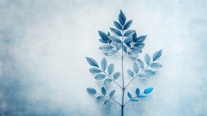 Aufkleber - Serene Blue Botanical Arrangement on Textured Background A Study in Subtle Hues and Natural Elegance