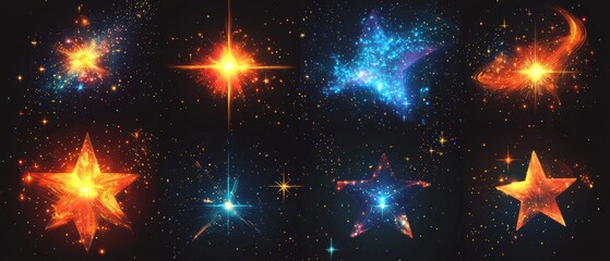 Wall Mural - A collection of colorful stars and galaxies. Generative AI