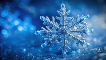 Wall Mural - snowflake on transparent blue glass, frosty, frozen, frosty, frozen, winter wonderland, snowy, trans