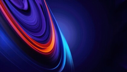 Poster - abstract glowing curves in vibrant purple, blue, and orange colors with digital art fluid shapes for tech design