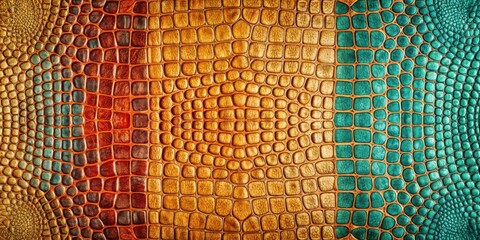 Aufkleber - Tri-tone Reptile Skin Texture Abstract Scaled Pattern in Rich Autumnal and Teal Hues