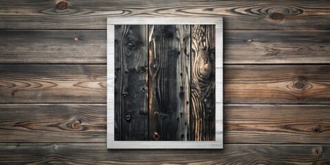 Poster - Rustic Wooden Frame on Weathered Planks Background, Ideal for Vintage Design Projects or Rustic Decor Inspiration