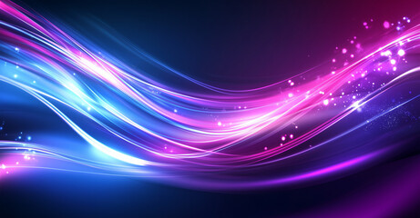 Wall Mural - Abstract futuristic neon background with glowing wavy lines
