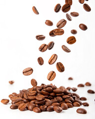 Wall Mural - coffee beans on white background