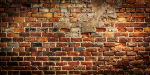 Aufkleber - A weathered brick wall texture, exhibiting a rich tapestry of aged hues and subtle damage, offers a captivating backdrop for design projects.