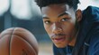 © wikkie - Focused Young Basketball Player Intense Gaze, Close Up Portrait,  Determination, Sport, Athlete, Youth,  Energy,  Power,  Motivation,  Competition
