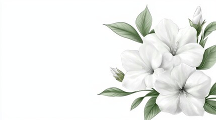 Wall Mural - Serene white flowers on white, minimalist floral photography for a pure aesthetic