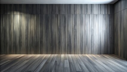 Aufkleber - Empty Room with Dark Wood Walls and Floor, Ideal for Interior Design Presentations