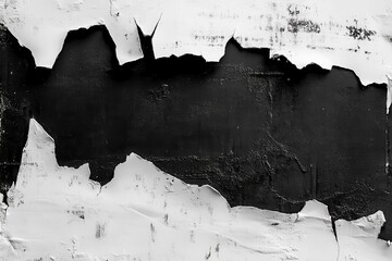 Poster - Black and White Peeling Paint Texture on a Wall