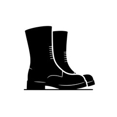 Wall Mural - Stylish Boots Icon: A pair of sleek, black boots, meticulously detailed, stand side by side against a clean background, symbolizing strength, style, and adventure.