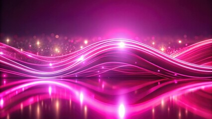 Leinwandbilder - Abstract Pink Energy Waves with Glowing Particles and Reflective Surface