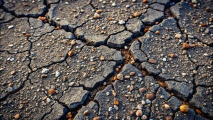 Aufkleber - Arid Landscape Detailed Close-Up of Cracked Earth with Embedded Pebbles and Stones