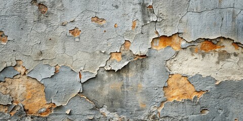Poster - Textured Wall with Flaking Paint and Cracked Plaster, Showing the Effects of Time and Decay
