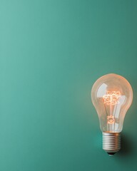 Aufkleber - Minimalist Educational Visual Wooden Desk Open Book and Floating Lightbulb on Green Background - Innovative Learning Design for Academic Marketing and Interactive Teaching Tools