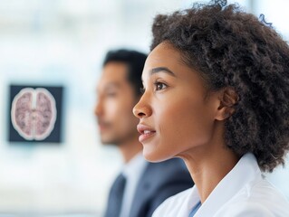 Leinwandbilder - Professional Healthcare Dialogue Modern Executive Collaboration with Digital Scientific Data on Screen - Enhancing Medical Communication and Corporate Strategy