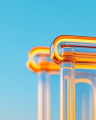 Leinwandbilder - Sculptural Glass Installation Contemporary Copper-Tinted Tubing Against Sky - Visual Merchandising Element and Architectural Accent for Modern Commercial Spaces