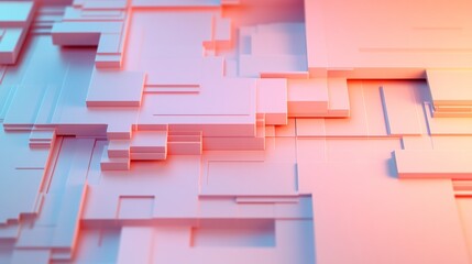 Poster - Geometric Architectural Textured Gradient Abstract in Coral and Blue - Innovative Design Visualization for Modern Urban Planning and Tech-driven Development Strategies