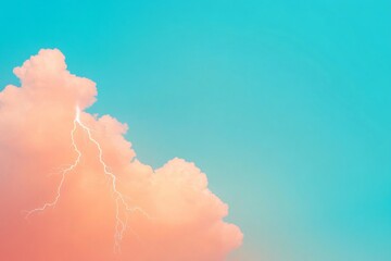 Poster - Pastel Lightning Soft Sunset Tones with Striking Bolts - Dynamic Weather Imagery for Modern Office Decor and Digital Branding