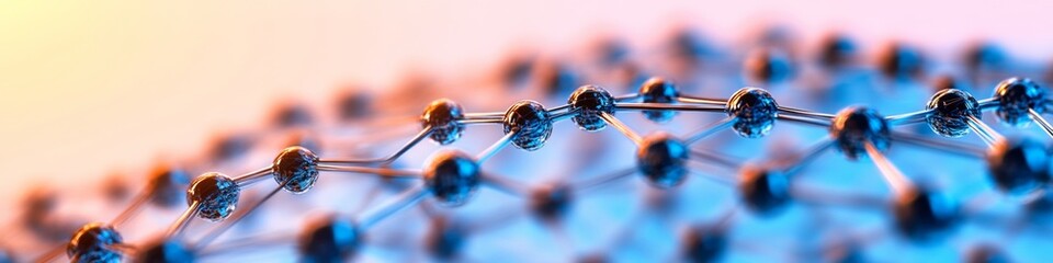 Fototapete - Futuristic Tech Pattern Metallic Network of Spheres and Lines on Gradient Surface - Advanced Data Visualization for Industry Innovation and Connectivity Solutions