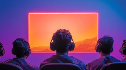Poster - Futuristic Esports Training Hub Neon-Infused Gaming Station with Competitive Setup - Enhancing Team Performance through Immersive Digital Workspaces