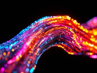 Fototapete - Dynamic Neon Circuitry Vibrant LED Streams and Waves for Global E-Sports Connectivity - Futuristic Tech Design and Interactive Digital Collaboration