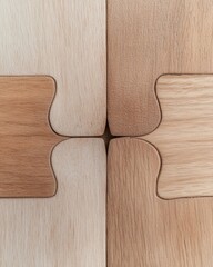 Leinwandbilder - Collaborative Wooden Puzzle Assembly Multi-Hand Interaction for Collective Solutions in Professional Workspaces - Visuals for Teamwork and Innovative Business Solutions