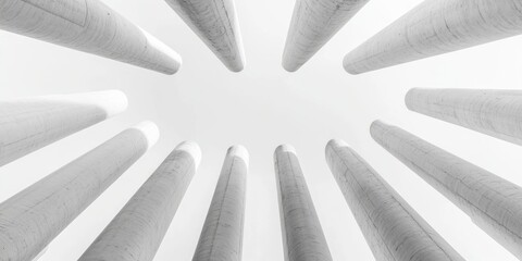 Aufkleber - Minimalist Architecture Vibes Vertical Concrete Pillars Converging Skyward - Modern Design Content and Urban Development Visualization for Contemporary Spaces