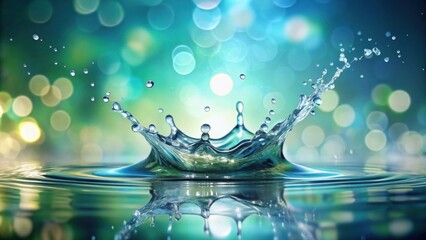 Poster - A Stunning Water Droplet Impacting a Still Surface with a Vibrant Teal Background