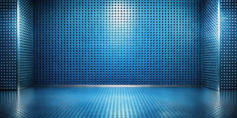 Aufkleber - Abstract Blue Metal Room with Perforated Walls and Floor