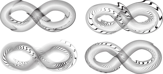 Wall Mural - infinity symbol . many vector curved lines forming endless logo. limitless design element . continuo