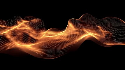 Wall Mural - abstract wave of golden light flowing against a black background, creating a dynamic visual effect