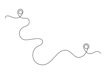 Wall Mural - Continuous one line drawing of path and location pointers pin road icon journey marker vector illustration