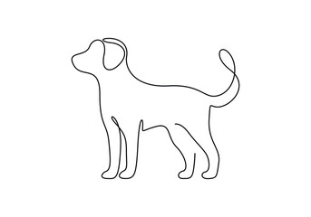 Wall Mural - One continuous line drawing of dog doodle vector illustration