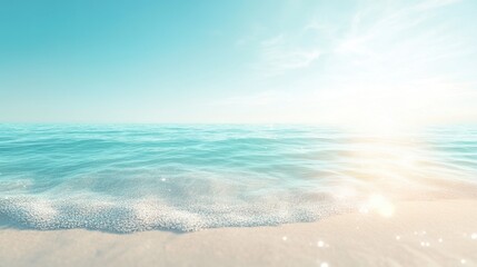  Peaceful Ocean Waves Glistening Under Bright Sunny Sky at Sunrise