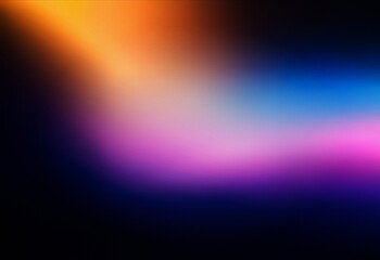 Poster - Grainy texture background with a smooth color gradient. Soft blur effect with orange, blue, and purple hues. Abstract style.