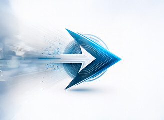 Wall Mural - a dynamic blue and white arrow swiftly moves right, showcasing speed and direction. motion blur crea