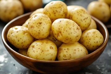 Wall Mural - A bowl filled with potatoes sitting on a table, perfect for a kitchen setting or still life composition