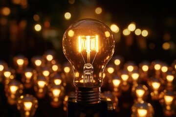 Wall Mural - a collection of light bulbs arranged on a table, perfect for decorative or creative projects