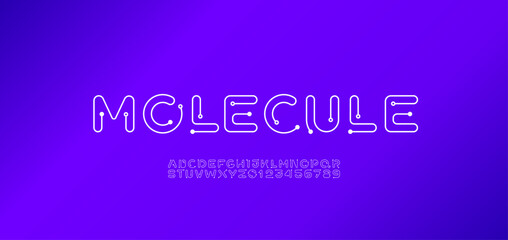 Wall Mural - digital alphabet font made ring and dot, letters and numbers, vector illustration 10eps
