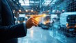 © smartcat - Futuristic Businessman Using Holographic Interface in Modern Warehouse Logistics