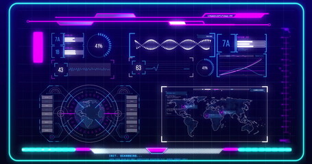 Image of digital data processing over screens